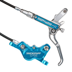 Trickstuff Direttissima Brakeset, Silver/Cyan, Kevlar Hose Front 900mm - Rear 1700mm, C42 Caliper MPN: BDRTAFLKPQBBA0152S UPC: 4251189818184 Disc Brake & Lever Direttissima