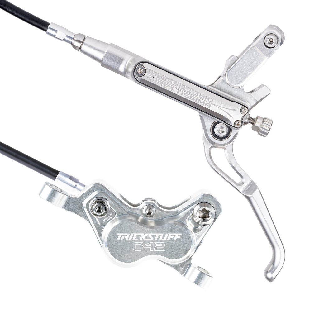 Trickstuff Direttissima Brakeset, Silver, Kevlar Hose Front 900mm - Rear 1700mm, C42 Caliper