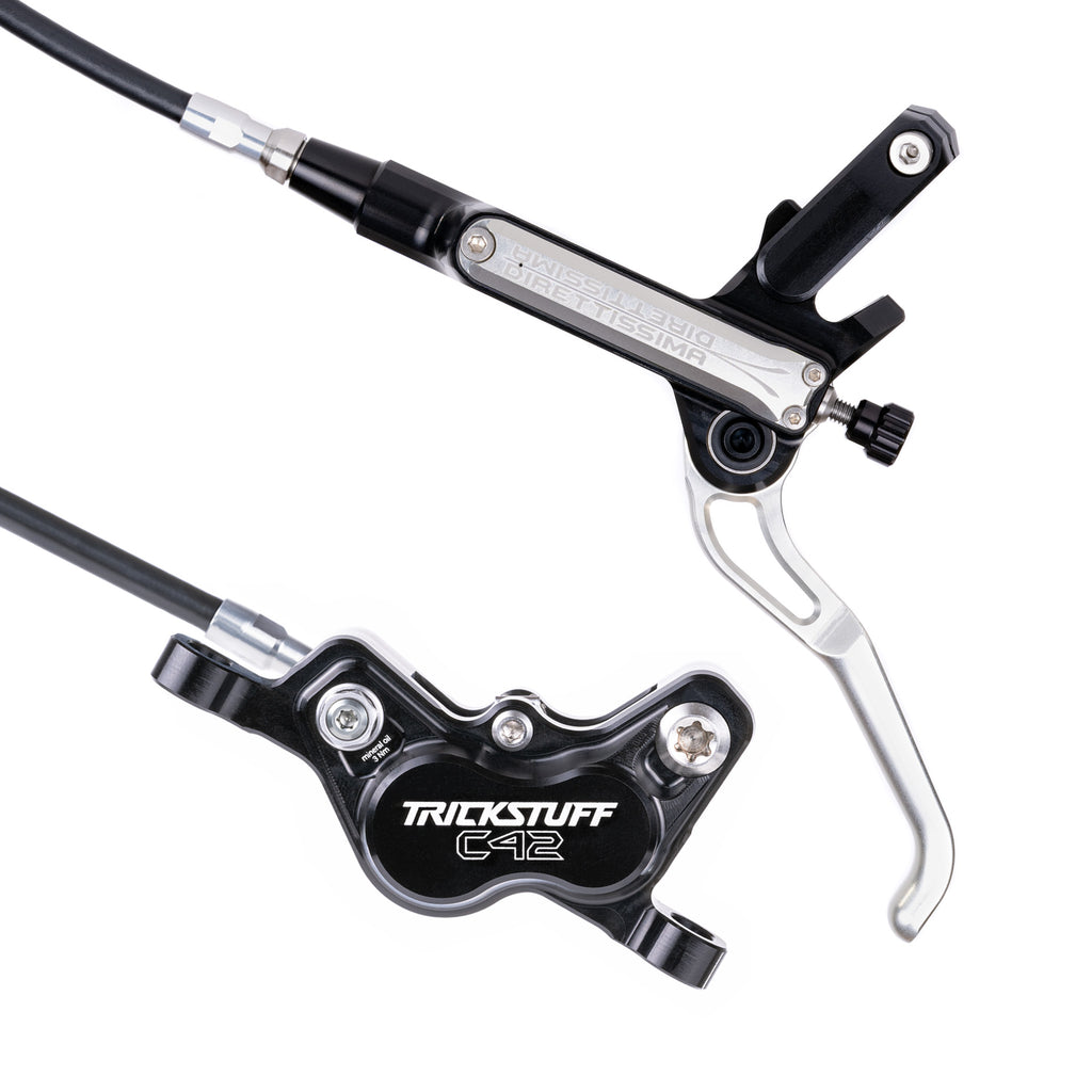 Trickstuff Direttissima Brakeset, Black/Silver, Kevlar Hose Front 900mm - Rear 1700mm, C42 Caliper
