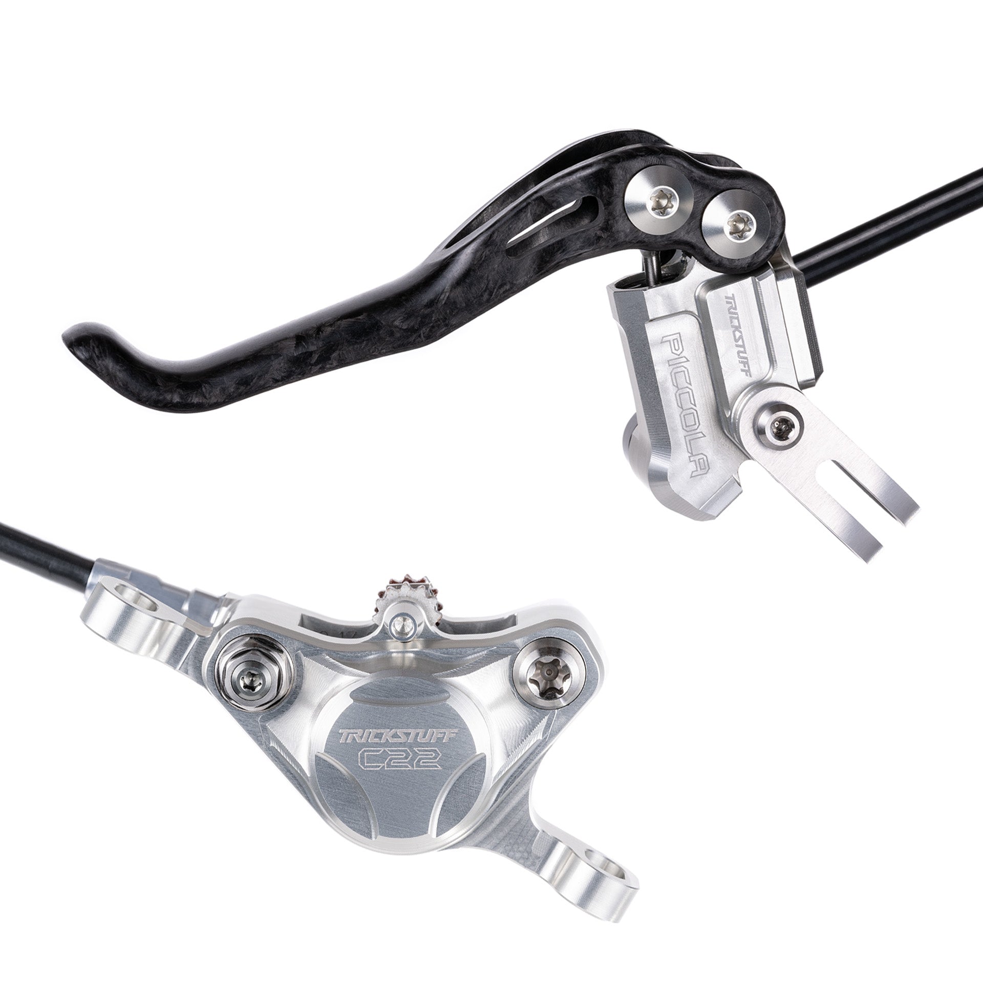 Trickstuff Piccola Brakeset, Silver, Kevlar Hose Front 900mm