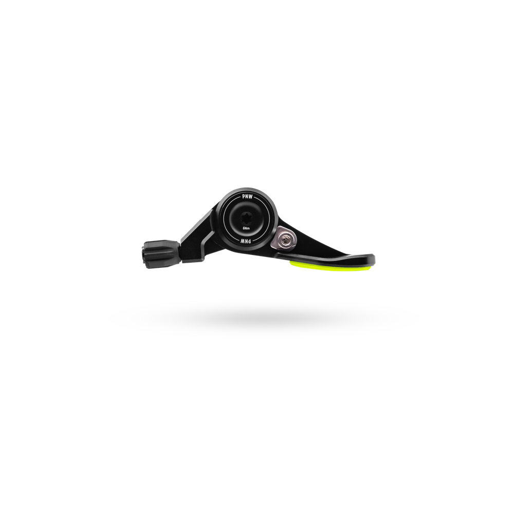 PNW Loam Lever V2 Dropper Post Lever, MMX Mount Clamp, Black/Hyper Lichen - Dropper Seatpost Remote - Loam V2 Dropper Remote
