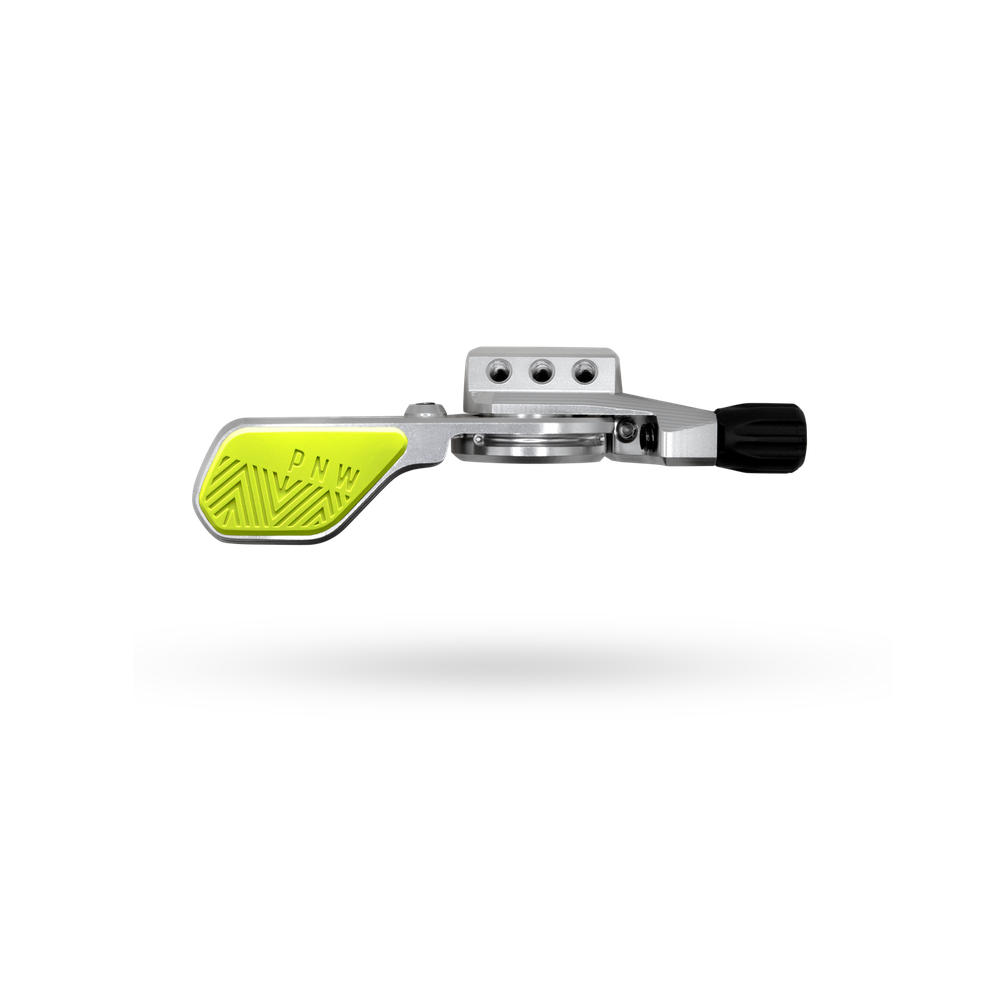 PNW Loam Lever V2 Dropper Post Lever, MMX Mount Clamp, Silver/Hyper Lichen
