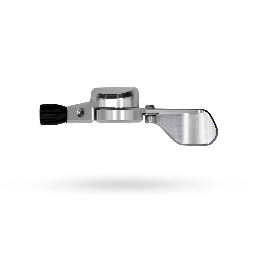 PNW Loam Lever V2 Dropper Post Lever, MMX Mount Clamp, Silver/Hyper Lichen - Dropper Seatpost Remote - Loam V2 Dropper Remote