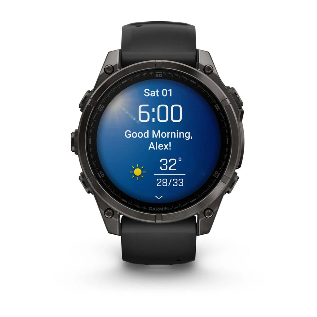Garmin fenix 8 Smartwatch - 47mm, AMOLED, Sapphire, Carbon Gray DLC Titanium with Black/Pebble Gray Silicone - Fitness Computers - fenix 8 Smartwatch AMOLED Sapphire