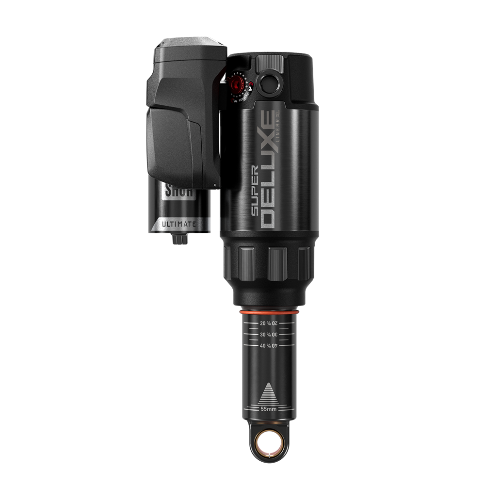 RockShox Super Deluxe Ultimate Flight Attendant - 185x55 Trunnion Linear XL Air, Hydr B/O, Battery, Charger, D1 - Trek Fuel EX 2023+ - Rear Shock - Super Deluxe Ultimate Flight Attendant