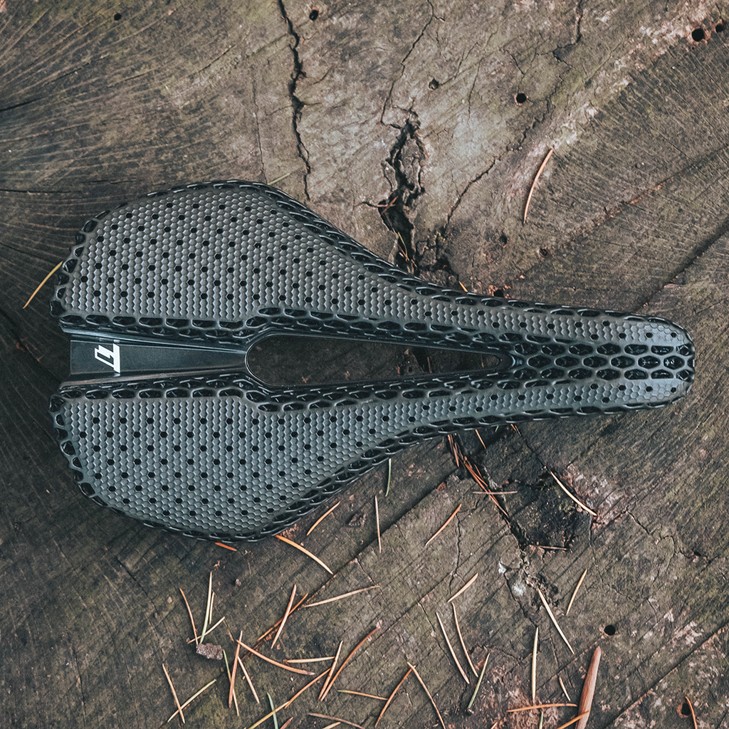 Trail One Components Sheep Thrills Saddle, 3d Printed / Carbon Fiber, 141mm, Black - Saddles - Sheep Thrills