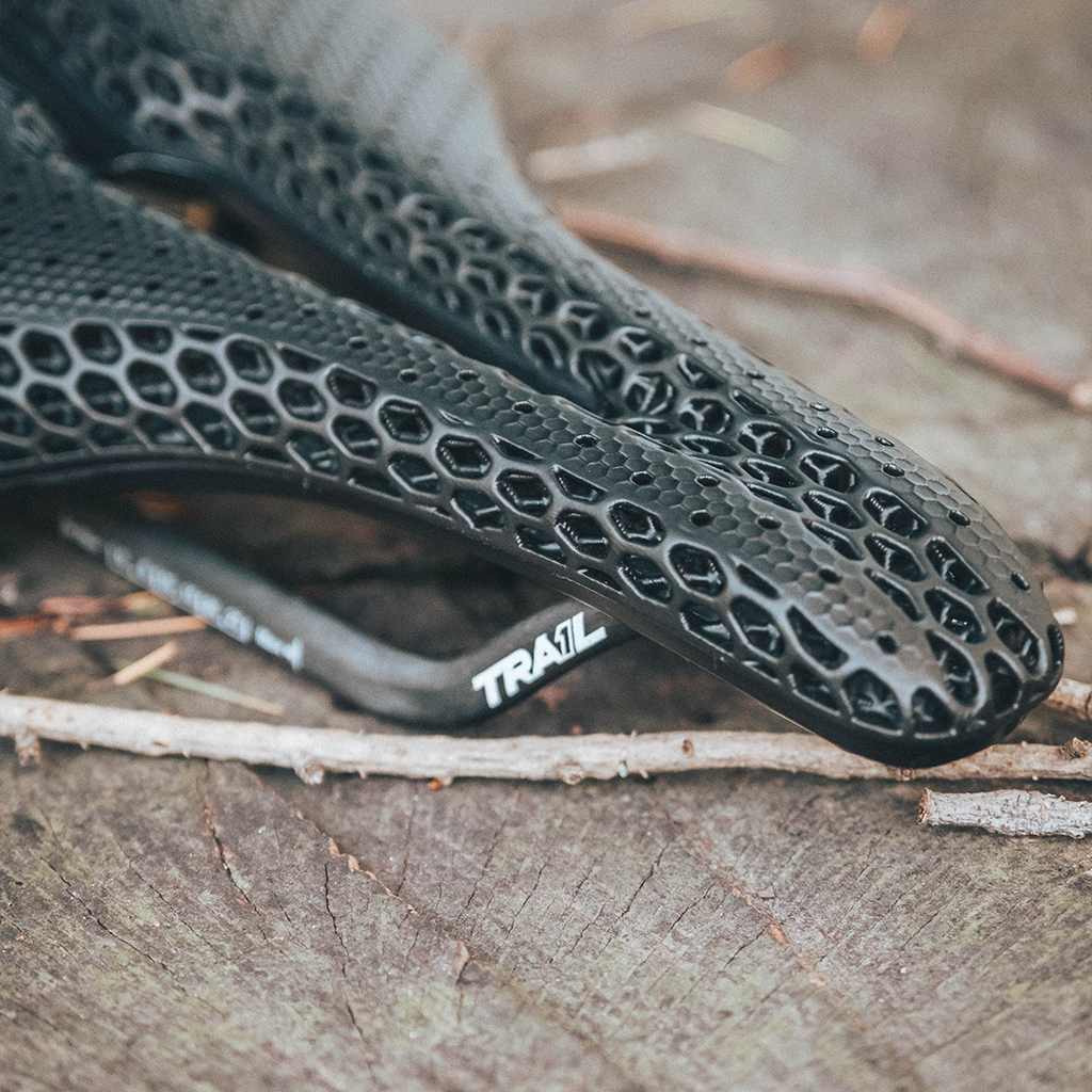 Trail One Components Sheep Thrills Saddle, 3d Printed / Carbon Fiber, 141mm, Black - Saddles - Sheep Thrills
