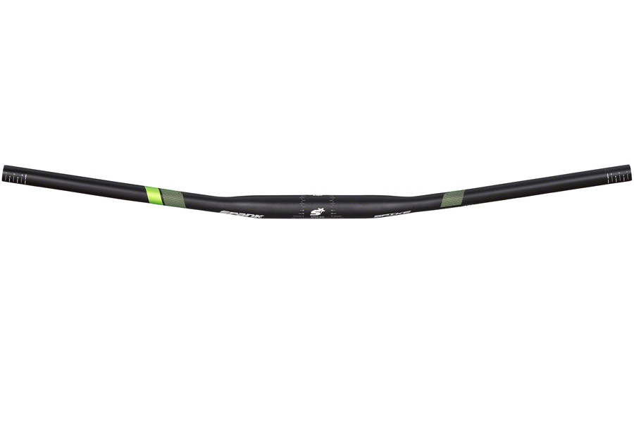 Spank Spike 800 Vibrocore Riser Handlebar: 31.8, 800mm, 30mm Rise Black/Green - Flat/Riser Handlebar - Spike 800 Viibrocore Bar