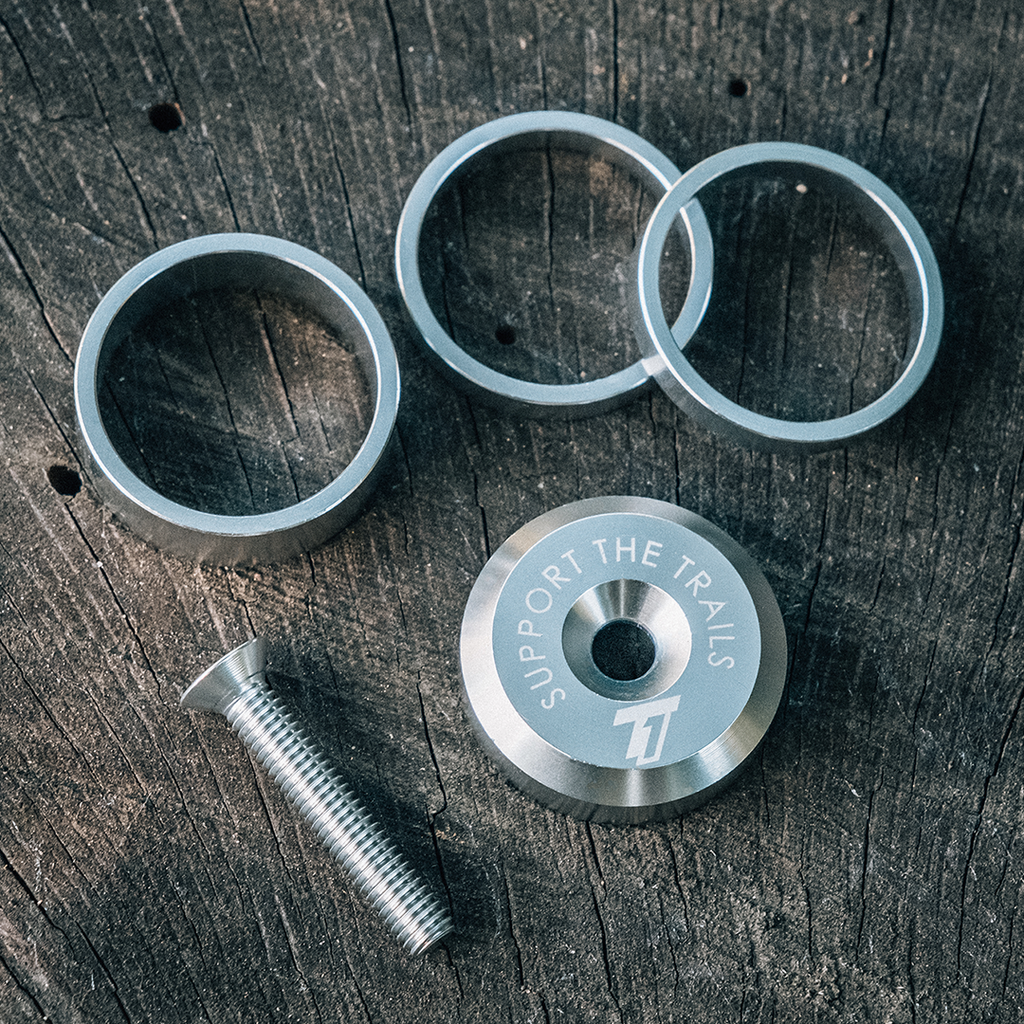 Trail One Components Top Cap & Spacer Kit - Silver (Raw) - Headset Top Cap - Top Cap & Spacer Kit