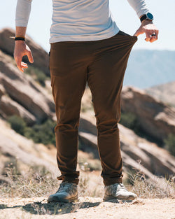 KETL Mtn Vent Jogger'ish Lightweight Travel Pants 30" Inseam Brown Men's