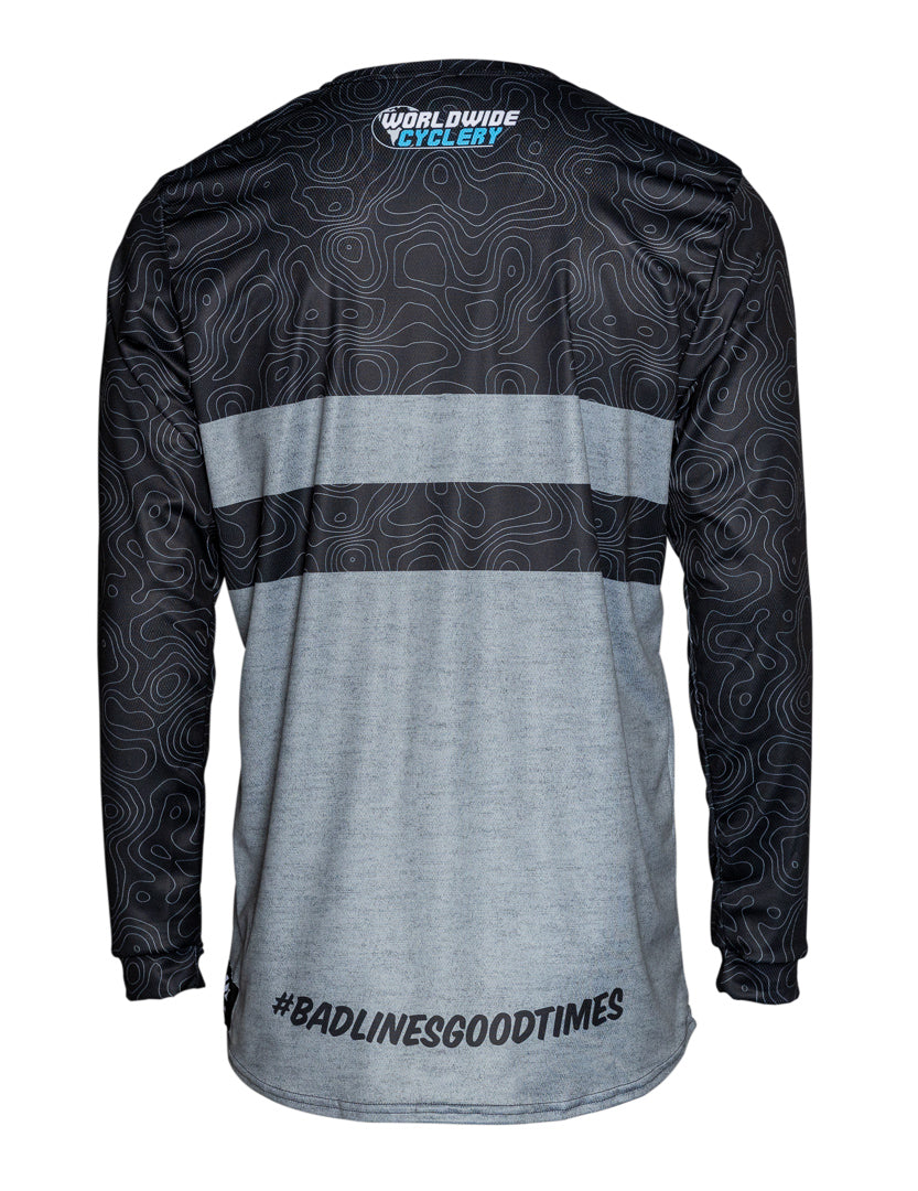 Worldwide Cyclery Jersey - Topo Heather Grey Long Sleeve, Medium - Jersey - Topo