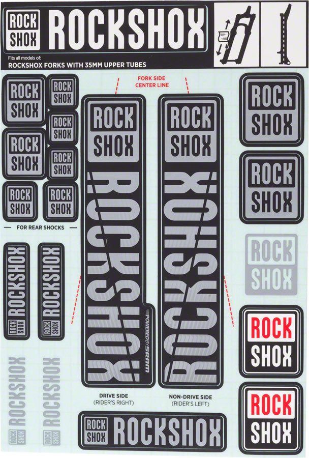 Kit Adesivi Forcella Rock Shox Pike 29 Silver/Black 11.4318